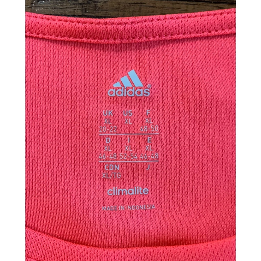 Adidas Womens XL Running Climalite Coral Short Sleeve Shirt Neon Pink/Orange - Picture 9 of 15